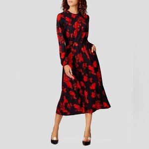Tory Burch Black & Red Floral Dress Size XL